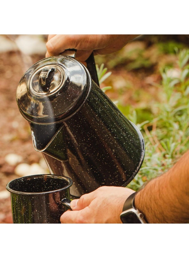 Granite Ware 3 Qt Enamelware Coffee Boiler (Speckled Black) 12 Cups capacity - Ideal for Camping, Cabin, RV, Heat Coffee, Tea and Water directly on Stove or Fire. Dishwasher Safe. - Image 2